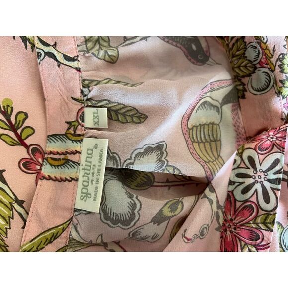 SPARTINA 449 NWT Cora Silk Blouse Sugar Mill Peacock Pink Size XXL MSRP: $168 - Picture 9 of 9